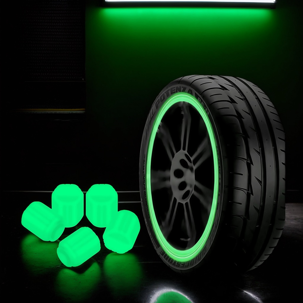 Scooter Tire - ฝาครอบวาล์วยางเรืองแสง: ของตกแต่งสำหรับรถยนต์ รถจักรยานยนต์ จักรยาน และสกู๊ตเตอร์ไฟฟ้า