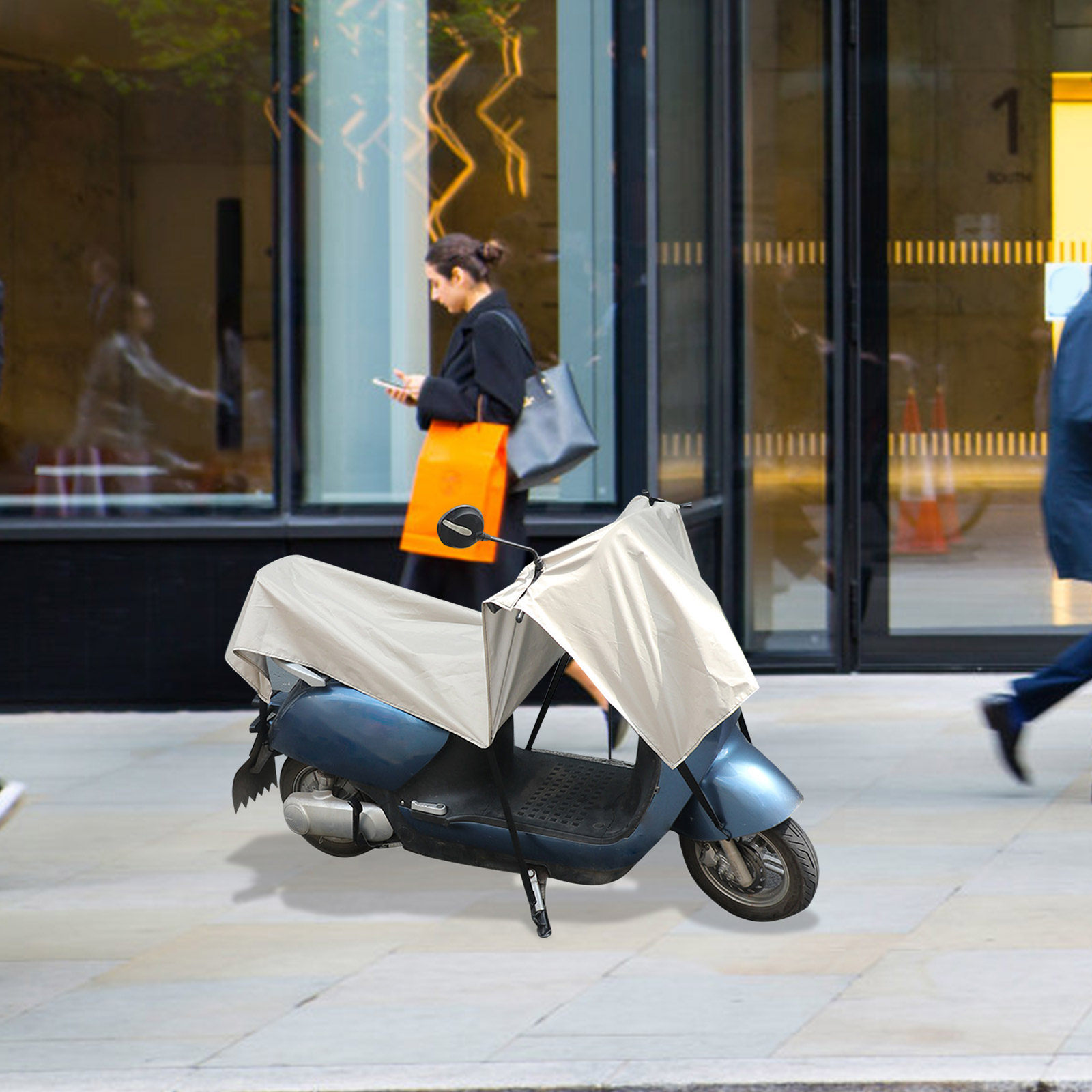 Electric Scooter Rain Cover - ผ้าคลุมสกู๊ตเตอร์กันน้ำขนาดใหญ่พิเศษ สำหรับสกู๊ตเตอร์เคลื่อนที่ จักรยานไฟฟ้า มอเตอร์ไซค์ จักรยาน ป้องกันลม