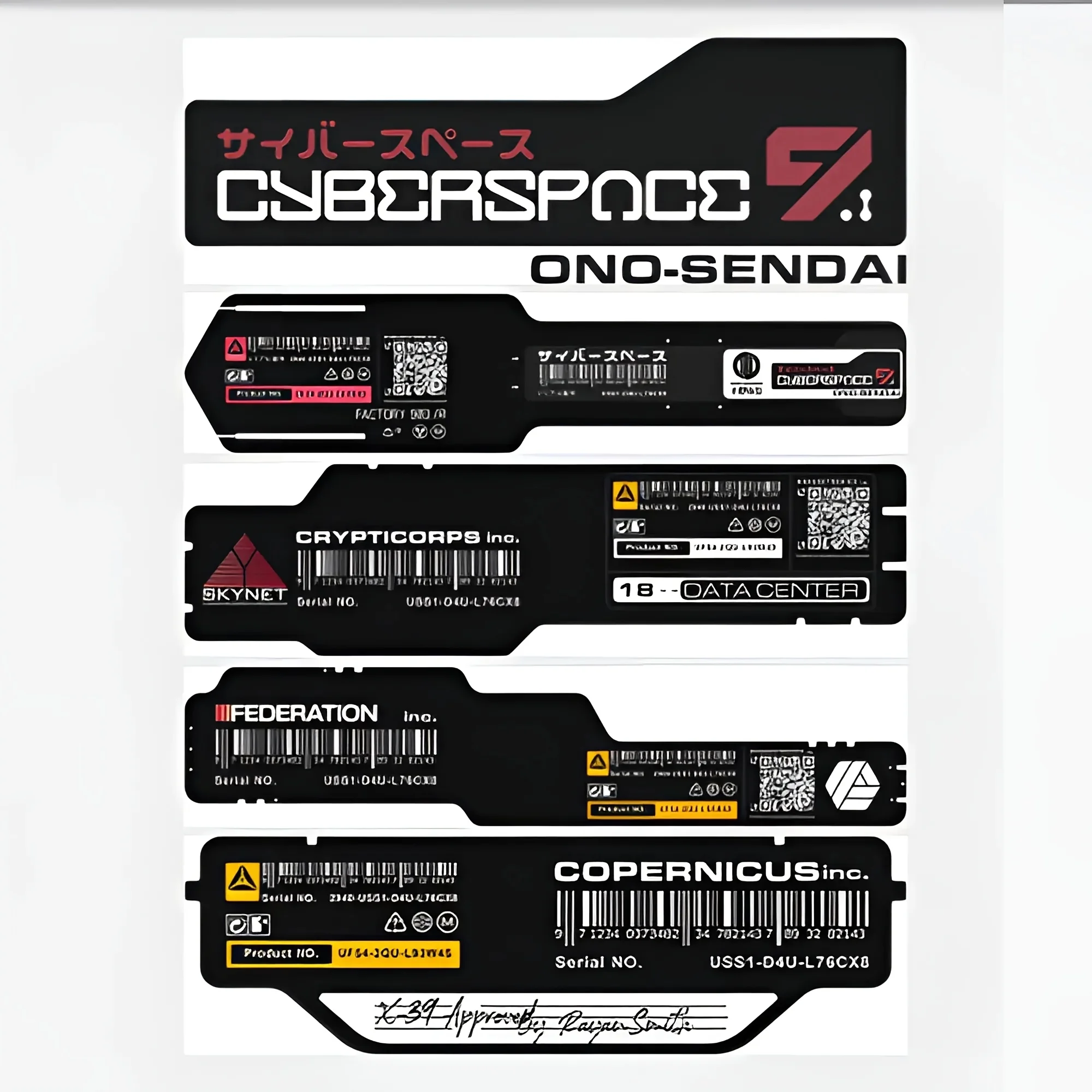 Scooter Helmet Set - 2 ชิ้น/ชุด สติกเกอร์ไวนิลกันน้ำ ลายไซเบอร์พังค์ JDM สำหรับตกแต่งหมวกกันน็อค