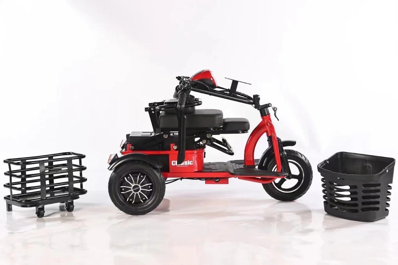 Electric Scooter 500W - รถสามล้อไฟฟ้าพับได้แบบยูนิเซ็กซ์ 500W สกู๊ตเตอร์เคลื่อนที่ จักรยานพ่อแม่ลูก รถเข็นช็อปปิ้งสำหรับผู้สูงอายุ