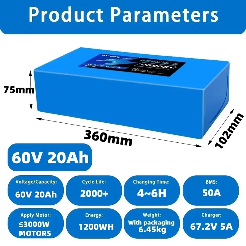   ชุดแบตเตอรี่ลิเธียม 21700 ขน - 60V 30Ah 21700 Battery Pack บทวิจารณ์และราคา