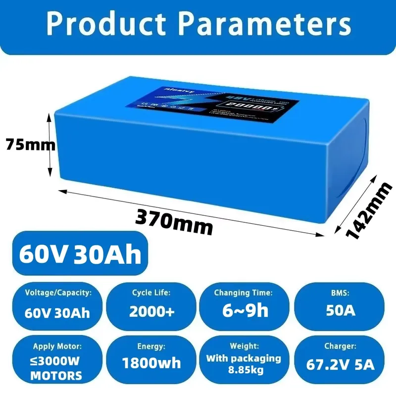   ชุดแบตเตอรี่ลิเธียม 21700 ขน - 60V 30Ah 21700 Battery Pack บทวิจารณ์และราคา